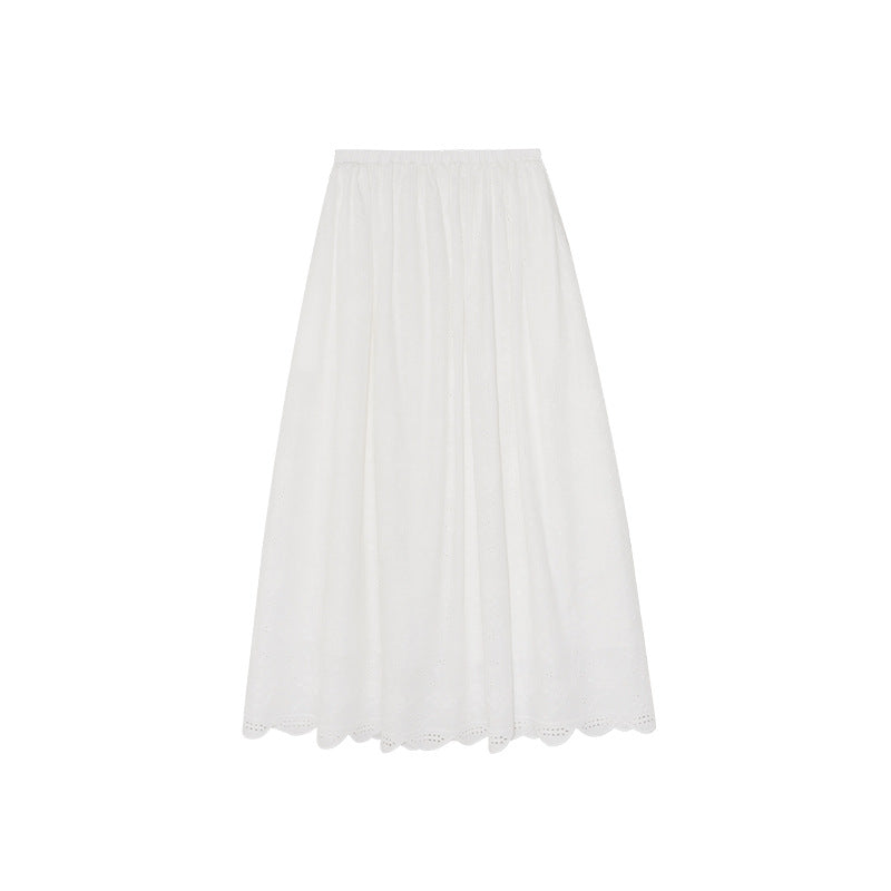 Japan and Korea casual thin temperament versatile polka dot Tencel skirt