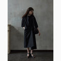 Contrasting color line irregular dress spring and summer new cotton swing collar short sleeve temperament commuting