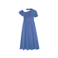 Temperament slanted shoulder ruffle edge neck plaid dress