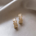 Gold zircon stud earrings 925 silver needle Internet celebrity temperament earrings Korean popular high-end light luxury earrings