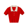 College Fashion Commuter Lapel Short Sleeve Knitwear