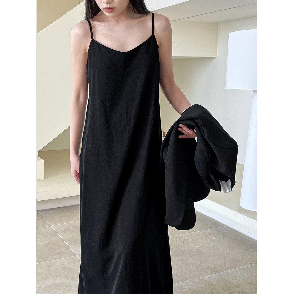 Spring new suspender dress + coat two-piece set