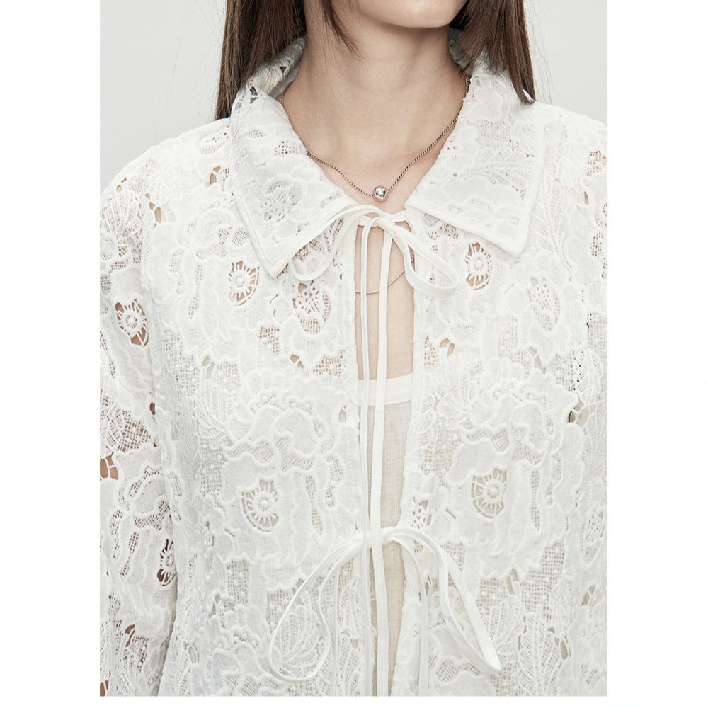 Spring new product retro French three-dimensional hollow lace exquisite sunscreen shirt top jacket