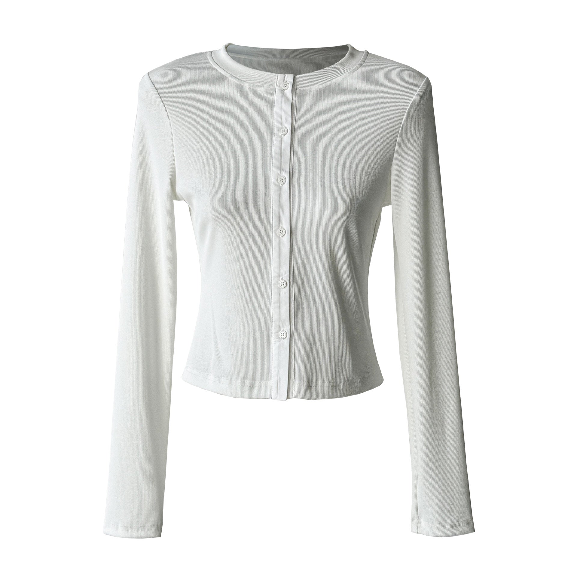 Simple design single-breasted slim-fitting knitted T-shirt bottoming shirt for women to wear thin long-sleeved cardigan