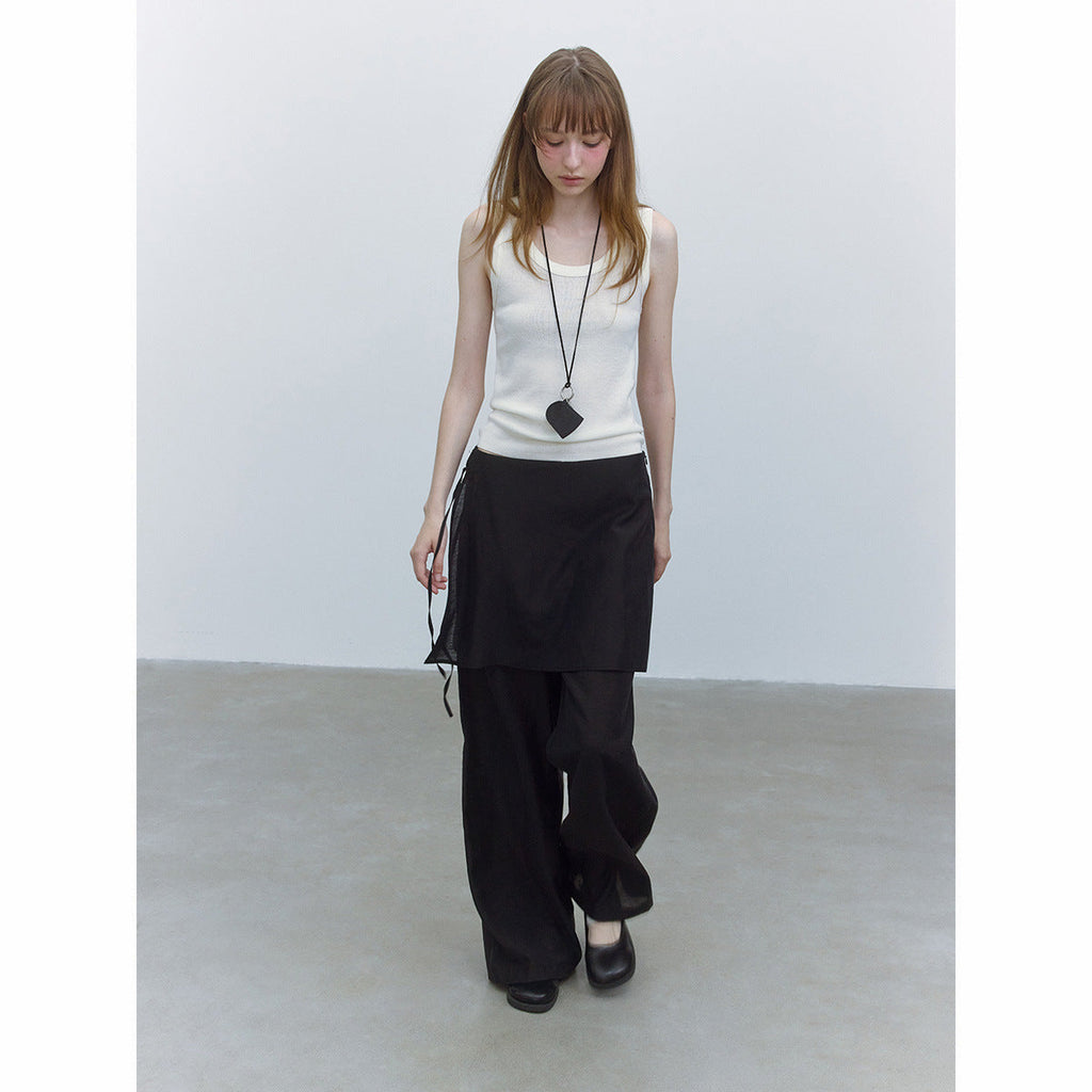 Autumn new U-neck casual wool blended simple versatile wide-edge knitted vest
