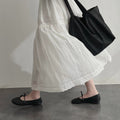 Natural wash ramie high waist medium and long thin A-shaped skirt