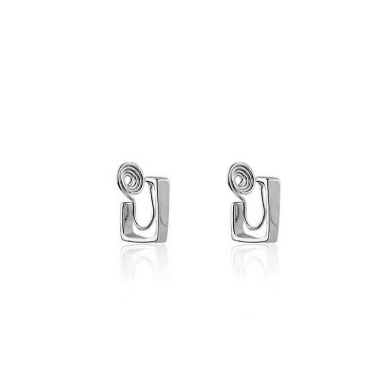 Premium sense metal mosquito coil disc loop earrings French ear clips can be worn without ear piercings, earrings are simple, fashionable and versatile