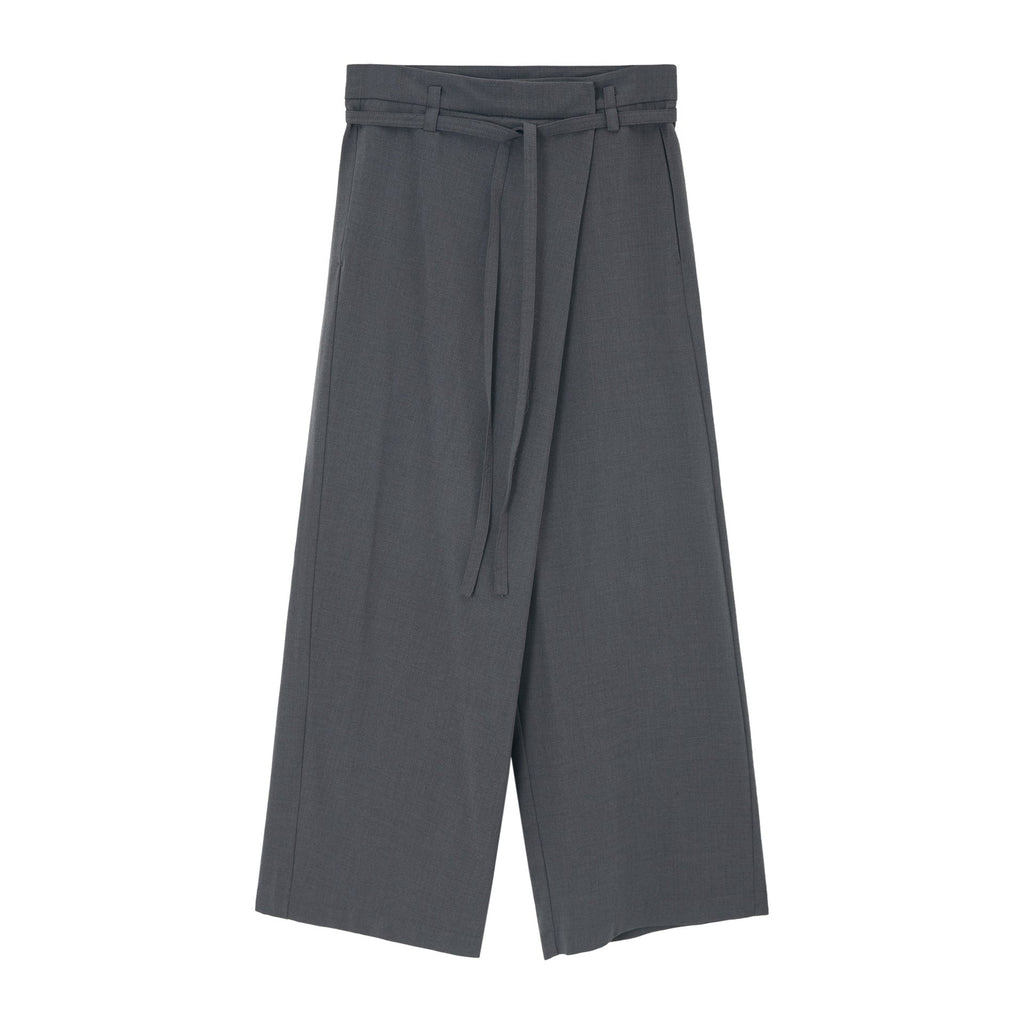 Autumn design soft wool diagonal placket lace-up versatile casual pants