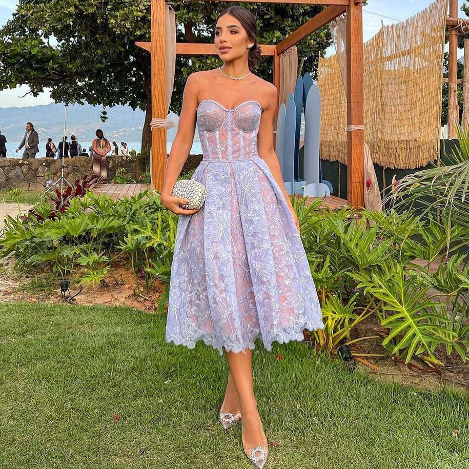 Lace Tube Top Midi Dress