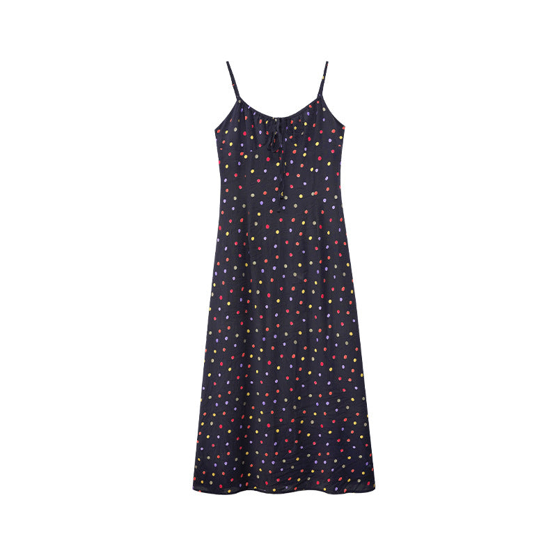Age-reducing slimming polka dot slip dress