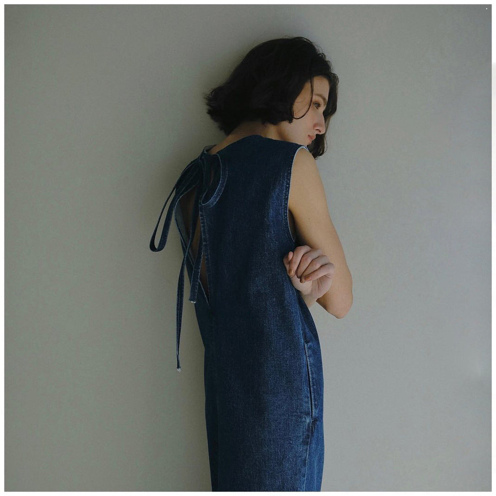 Sleeveless Denim Dress Women Loose Fit A-Line Washed Maxi