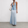 Flower backless evening dress slim dress