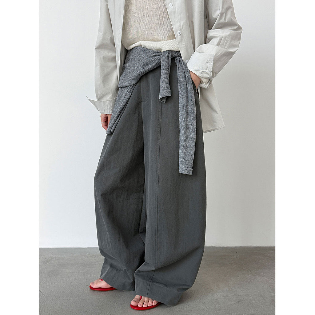 Korean slack pleated wide-leg pants women's 26 spring new high-waisted straight commuter casual pants