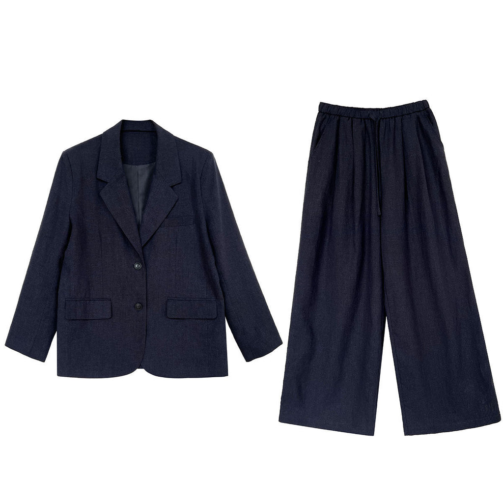 High-end wear with Tencel linen blazer women's autumn cotton and linen small suit + pants suit