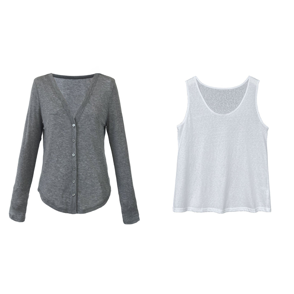 Korean walking paper cardigan + sleeveless vest set women's new summer lazy casual