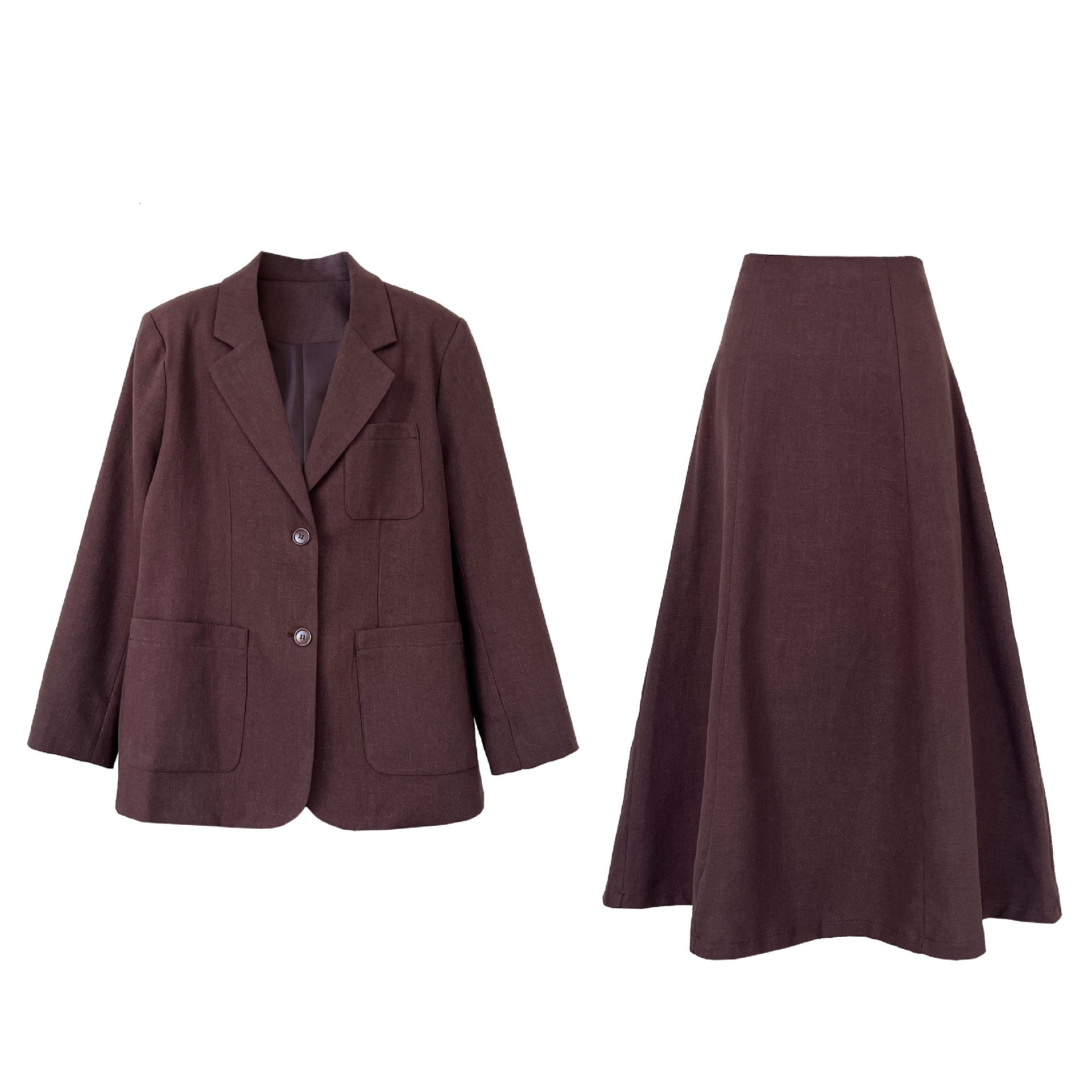 Korean basic casual linen suit + skirt autumn commuting temperament silhouette suit