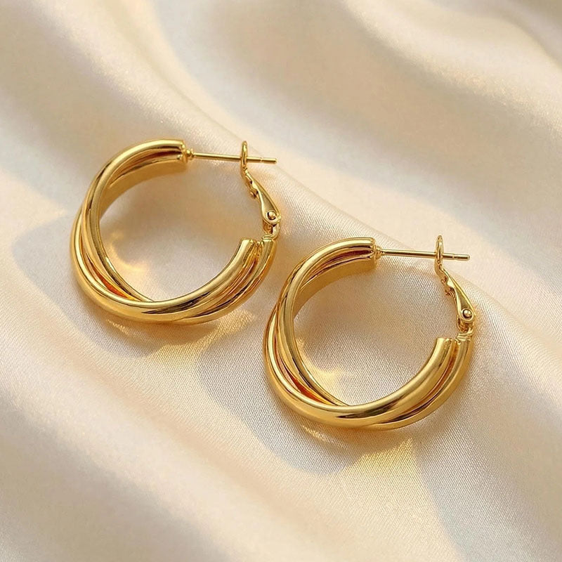 Geometric circle earrings Women's niche design sense Unique temperament earrings Douyin popular high-end earrings