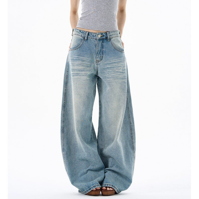 Embroidered Jeans Summer Loose High Waist Skinny Wide Leg Pants