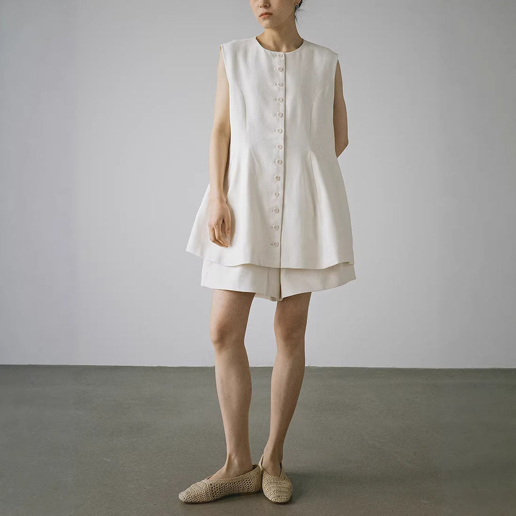 Spring and summer linen Japanese retro and thin casual A-shaped trousers