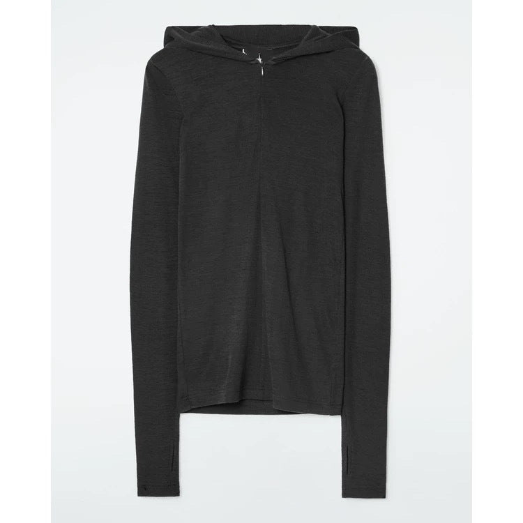 Hooded Long Sleeve Knit Top Women Slim Fit Half-Zip Pullover Sweater