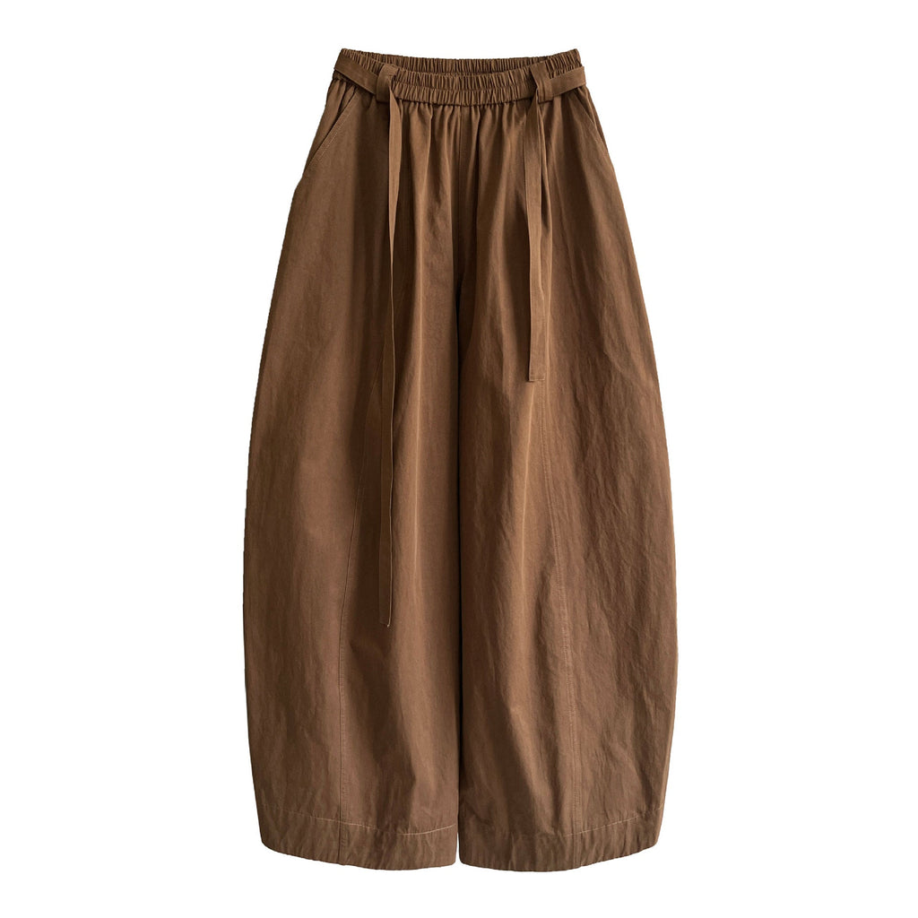 Korean high-waisted strap wide-leg balloon pants women's autumn new loose meat-covering scimitar floor-mopping trousers