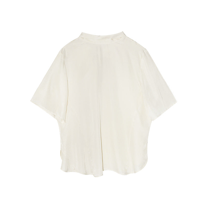 Lazy loose scarf collar Lyocell short-sleeved T-shirt