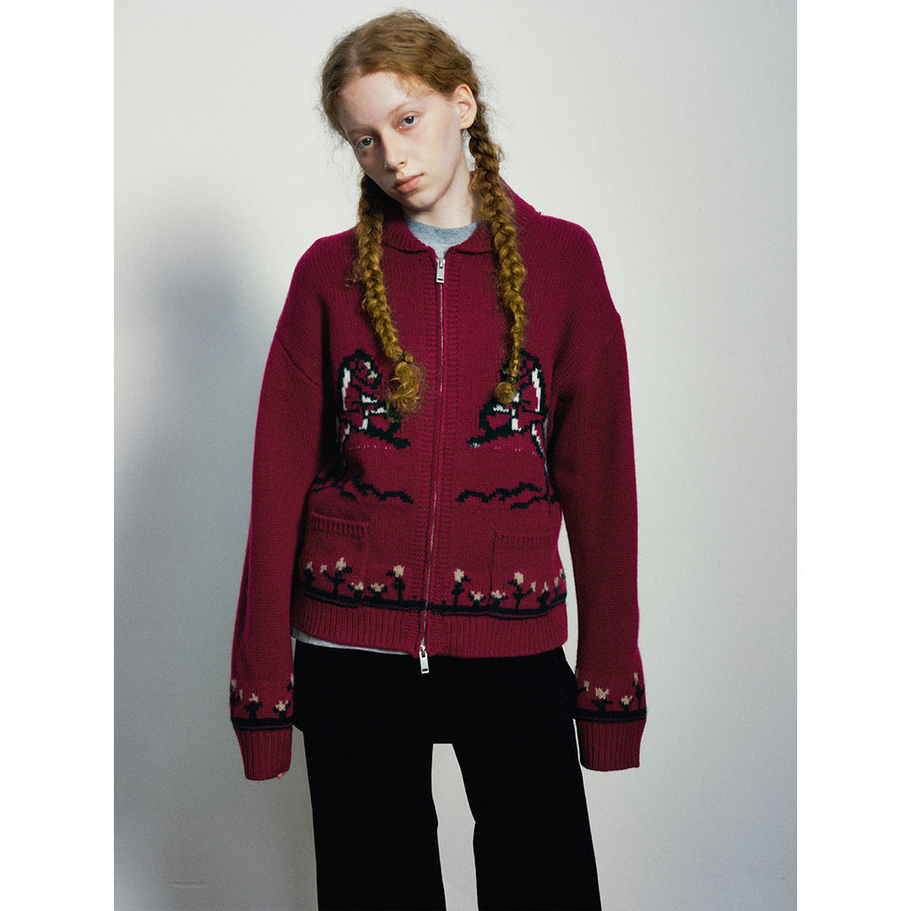 Early spring new casual lapel wool classic versatile pony snow woolen cardigan