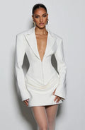 Fashion French V-neck long-sleeved suit skirt