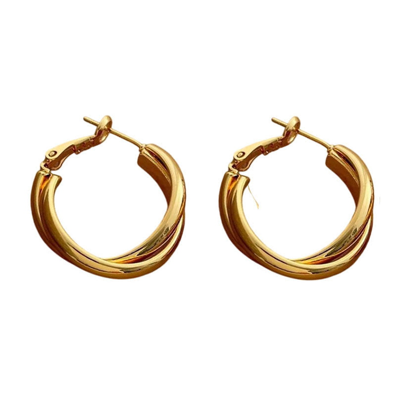 Geometric circle earrings Women's niche design sense Unique temperament earrings Douyin popular high-end earrings