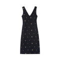 Embroidered slim waist sleeveless vest dress