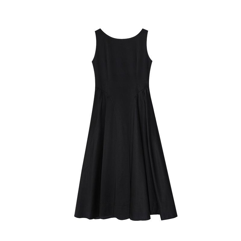 Spring and summer Korean version of temperament commuting high waist backless A word sleeveless dress