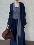 Striped neck vest + shawl cardigan + drape wide-leg pants women's 25 autumn new three-piece set