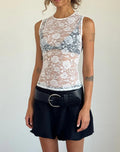 Skinny High Elastic Size Rose Perspective Lace Top Crew Neck Sexy Vest Breathable Blouse Pure Desire