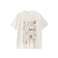 Cartoon printing loose Korean version of round neck girls short sleeves
