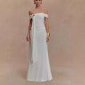 Fashion pleated streamer hollow hip skirt sexy hottie style one-word shoulder dress