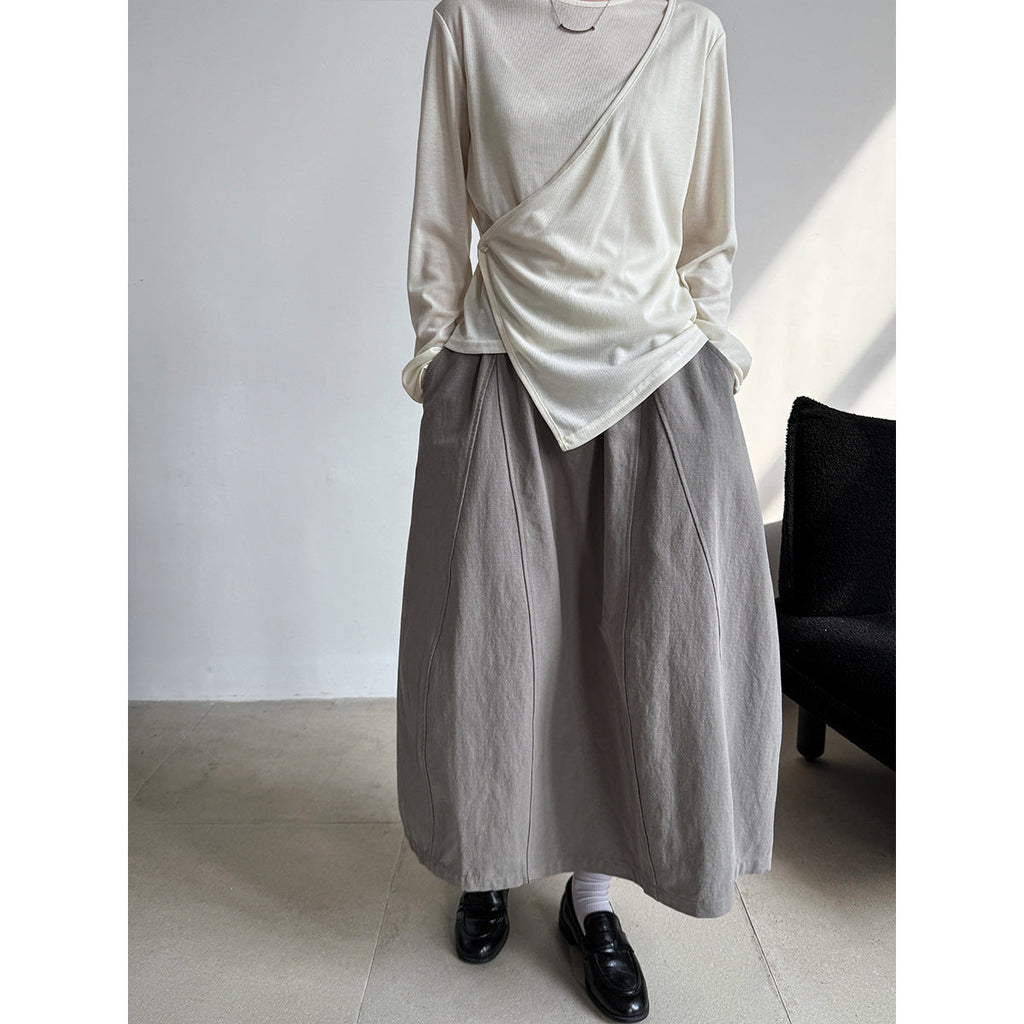New loose and thin versatile flower bud a word medium and long dress