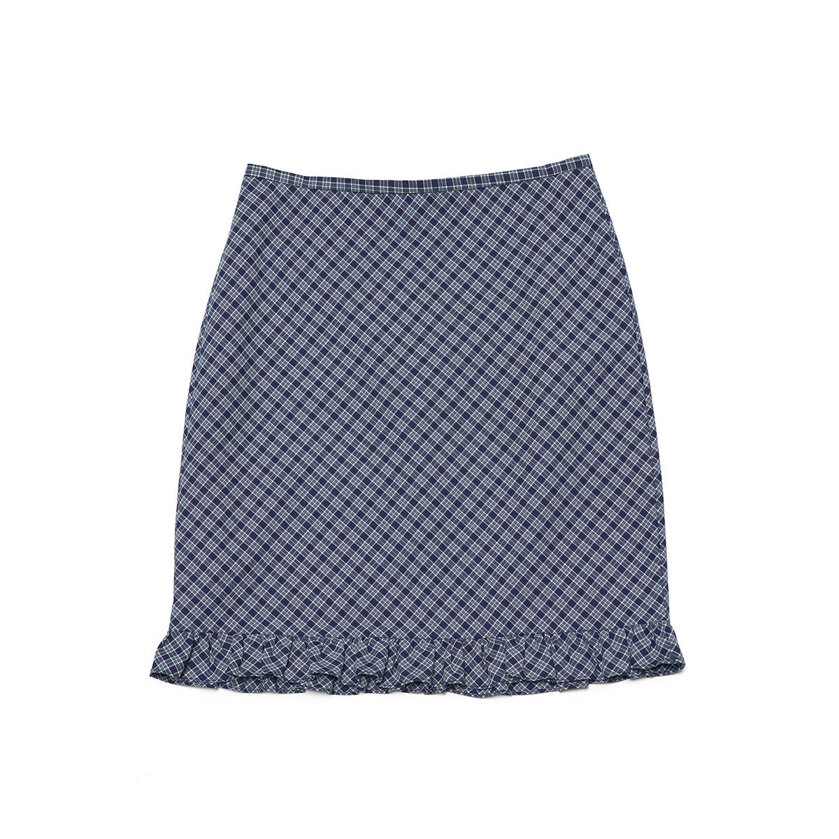 Autumn new casual high-waisted retro plaid ruffle edge relaxed five-point skirt