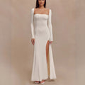 Stylish sexy long-sleeved tube top split skirt slim-fitting Spice Girl dress