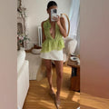 Deep V top halterneck open back irregular hottie cardigan
