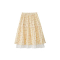 Sweet floral lace mid-length A-shaped skirt