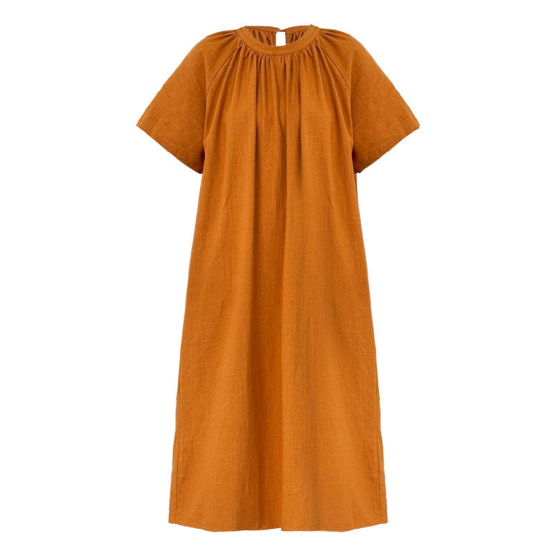 Korean style minimalist backless twist knot relaxed fit maxi dress - new summer collection, loose cotton linen dress