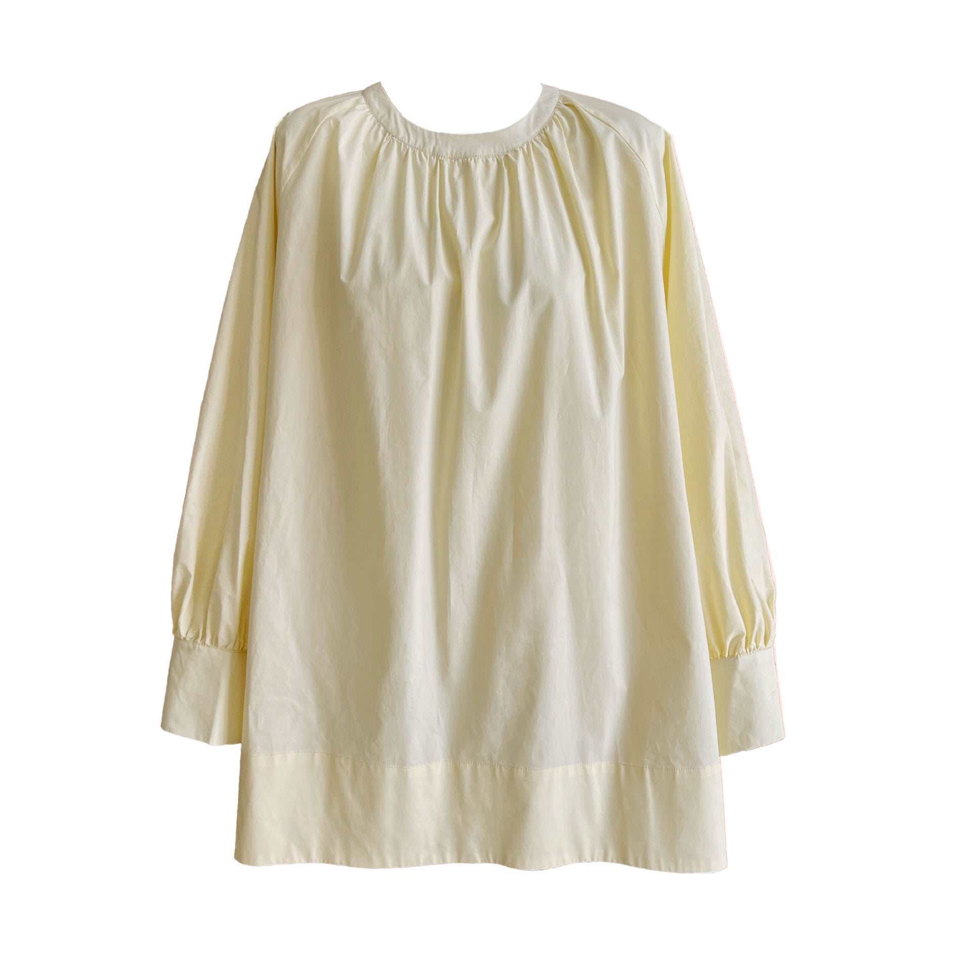 ins Korean loose and lazy basic round neck pleated shoulder sleeves medium and long sunscreen shirt