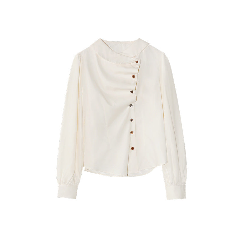 Irregular design waist lapel long-sleeved shirt