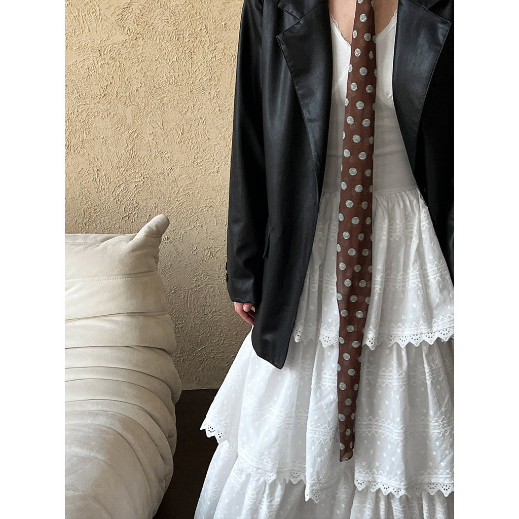 Shu ballet style cake long dress spring temperament waist bottom A word dress