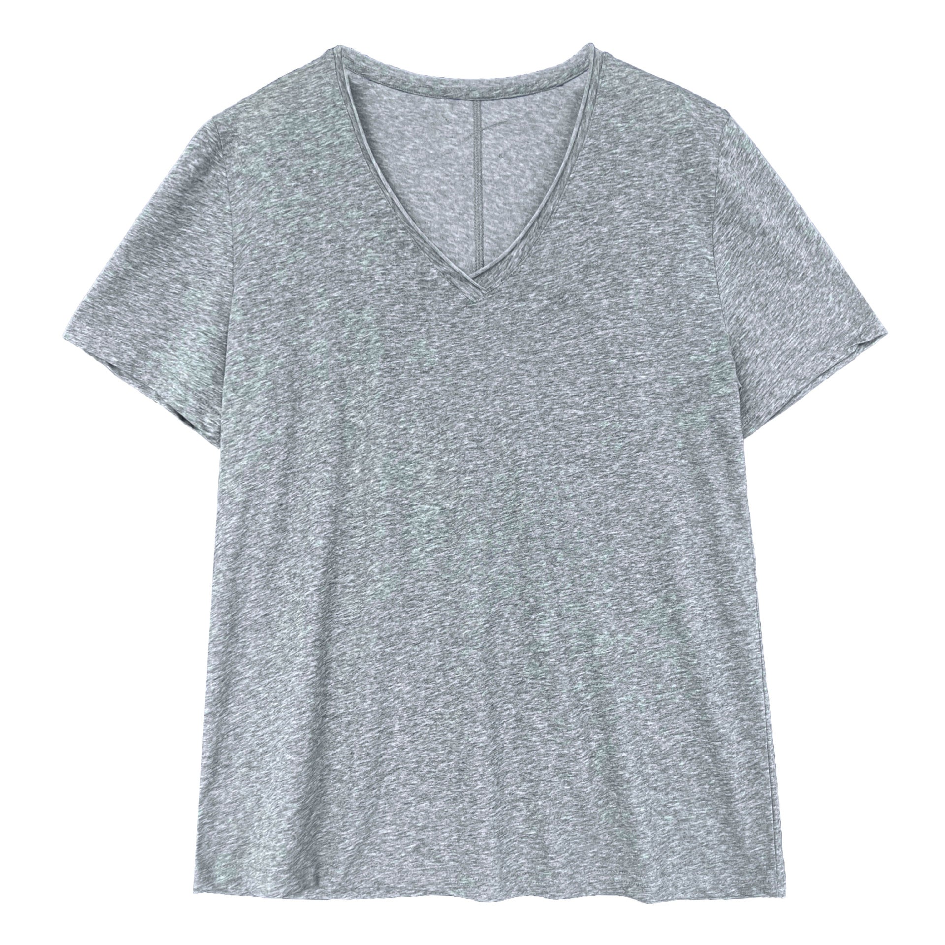 Relaxed fit snowflake texture rolled hem v-neck short sleeve women's summer new loose basic t-shirt top