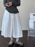 Design sense casual A-shaped loose wide-leg pants summer pleated elastic waist silhouette seven-point pants