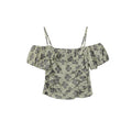 Short one-word shoulder floral suspender top