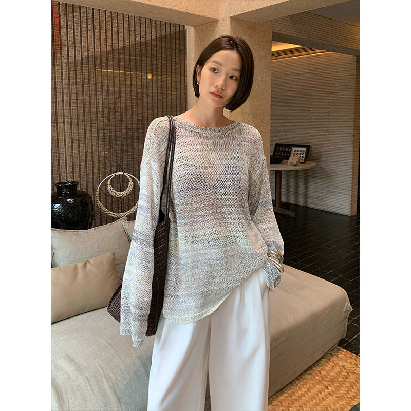 Lazy style texture knitted sweater