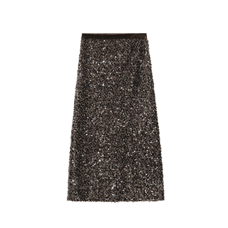 Temperament Annual Meeting atmosphere Skinny heavy industry sequined skirt
