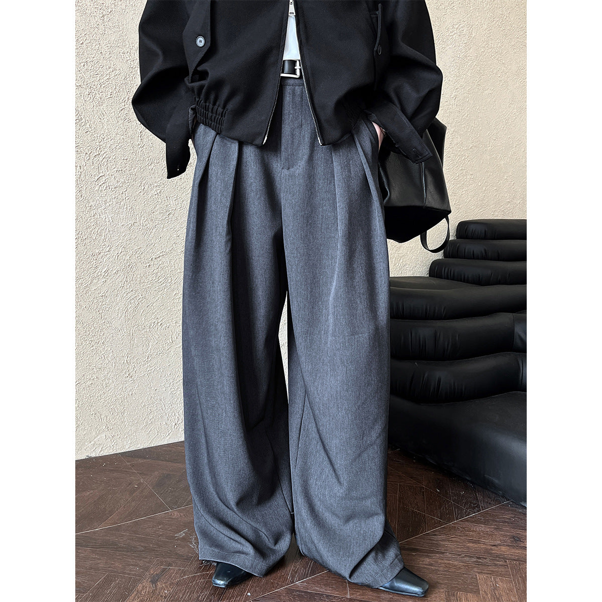 Drape Wide Leg Floor Mopping Suit Pants